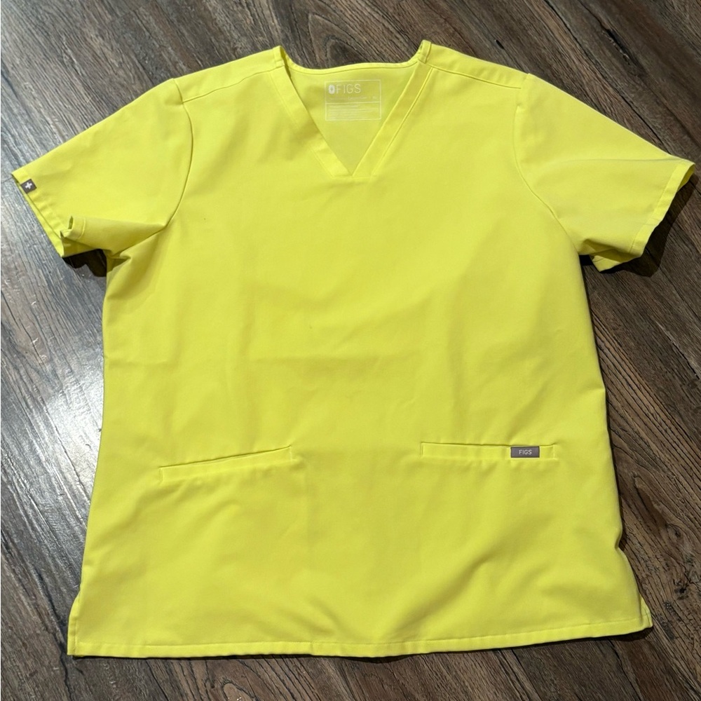 Figs Lemon Yellow Scrub Top